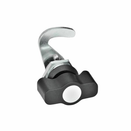 E+G lås, stål forzinket, lille T-greb, sort, u/beslag